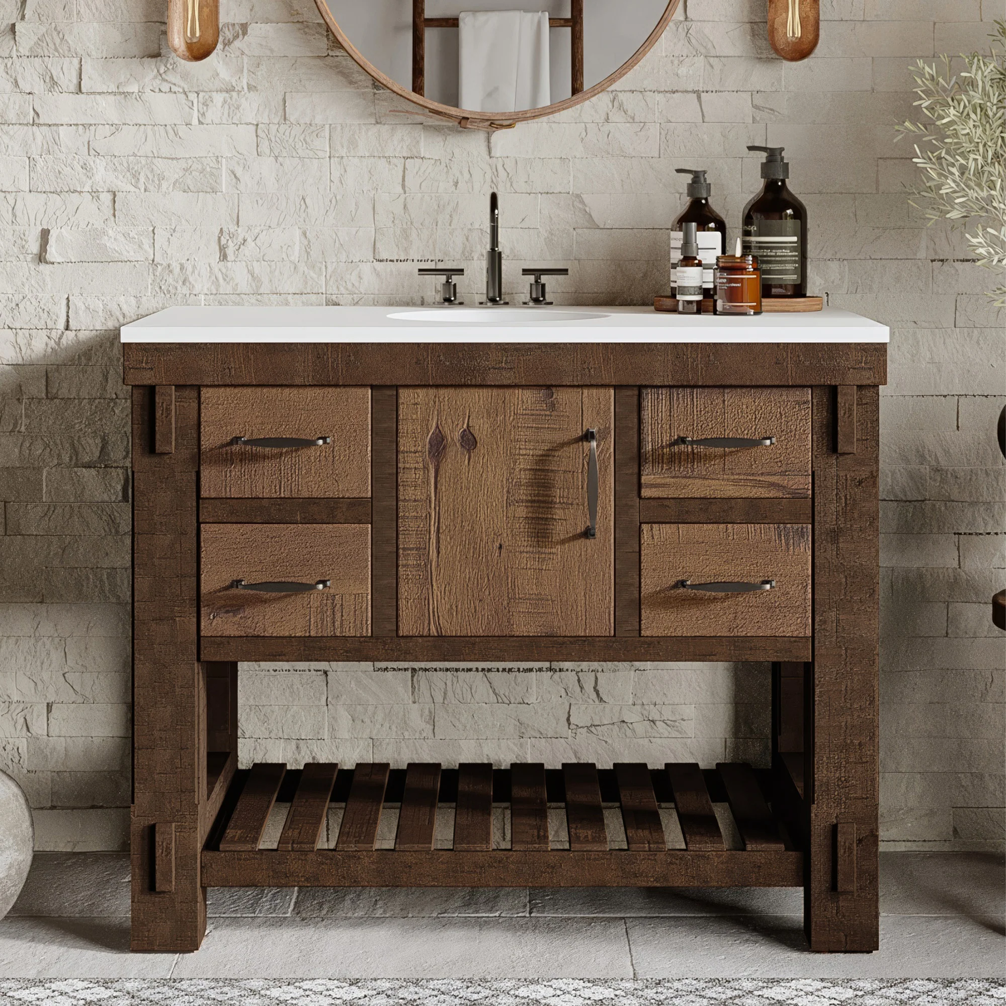 Telluride 42" Single Bathroom Vanity | White Quartz Countertop - Image 10