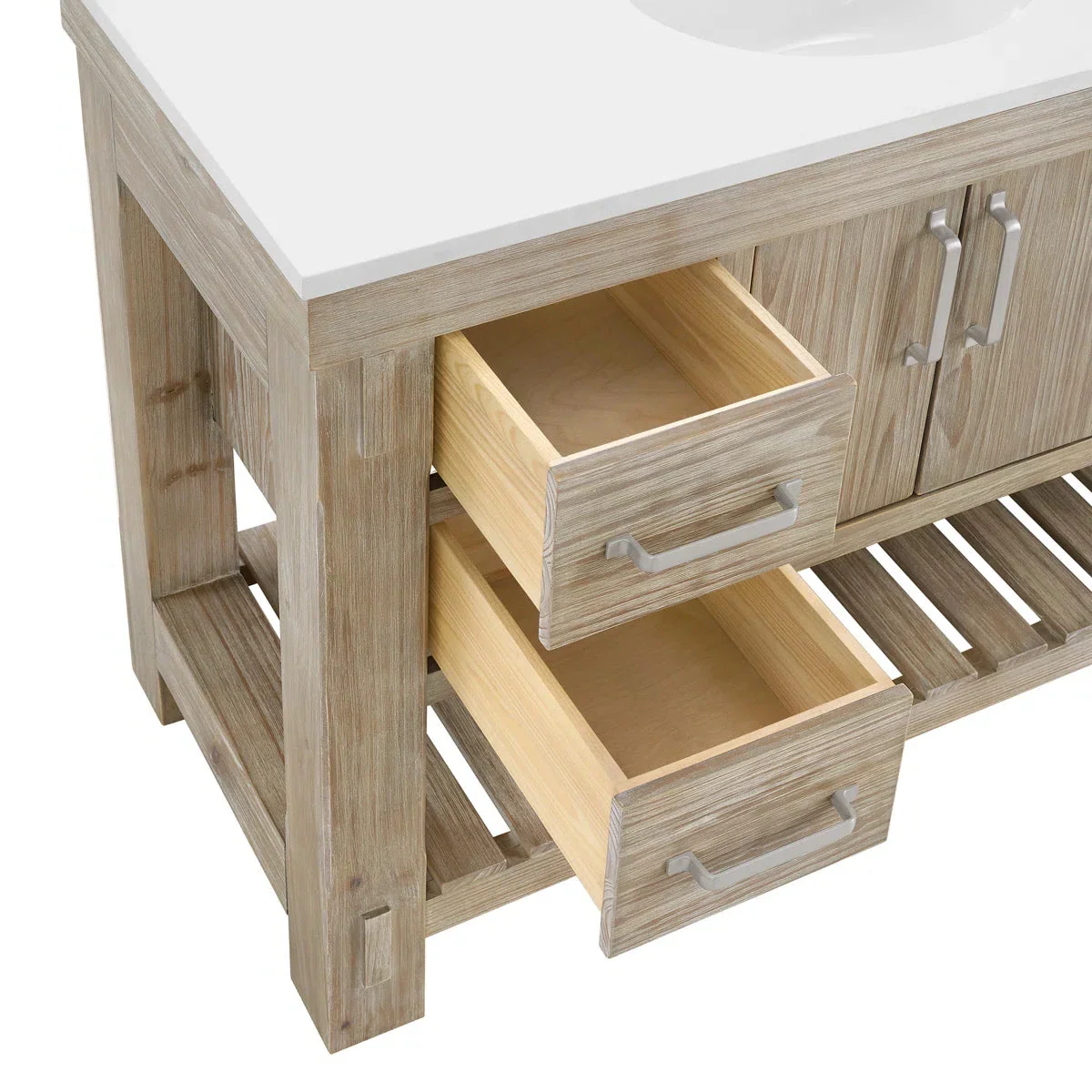 Telluride 48" Single Sink Bathroom Vanity in Washed Pine | White Quartz Countertop - Image 6