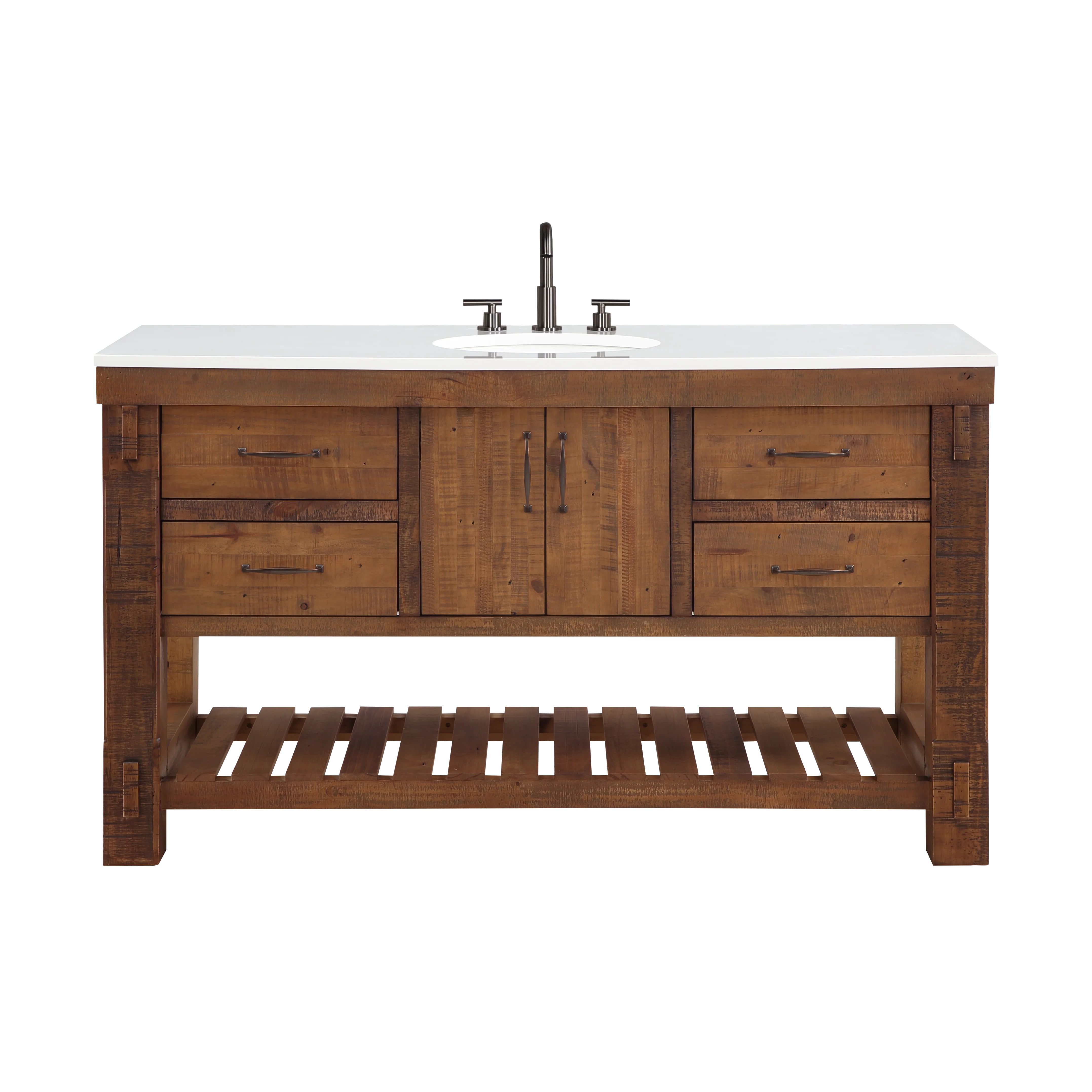 Telluride 60" Single Sink Bathroom Vanity | White Quartz Countertop - Image 4