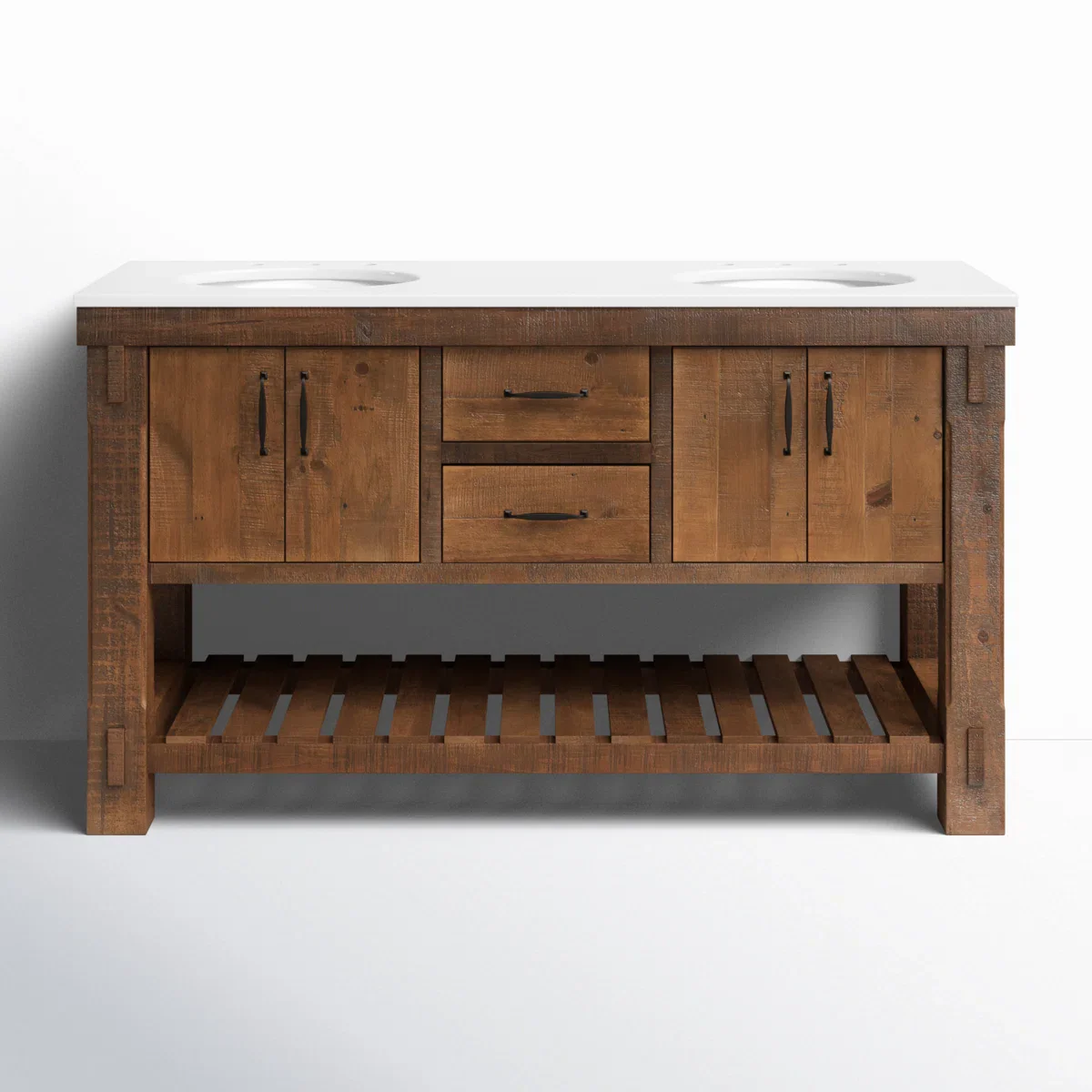 Telluride 60" Wide Double Bathroom Vanity | White Quartz Countertop - Image 4