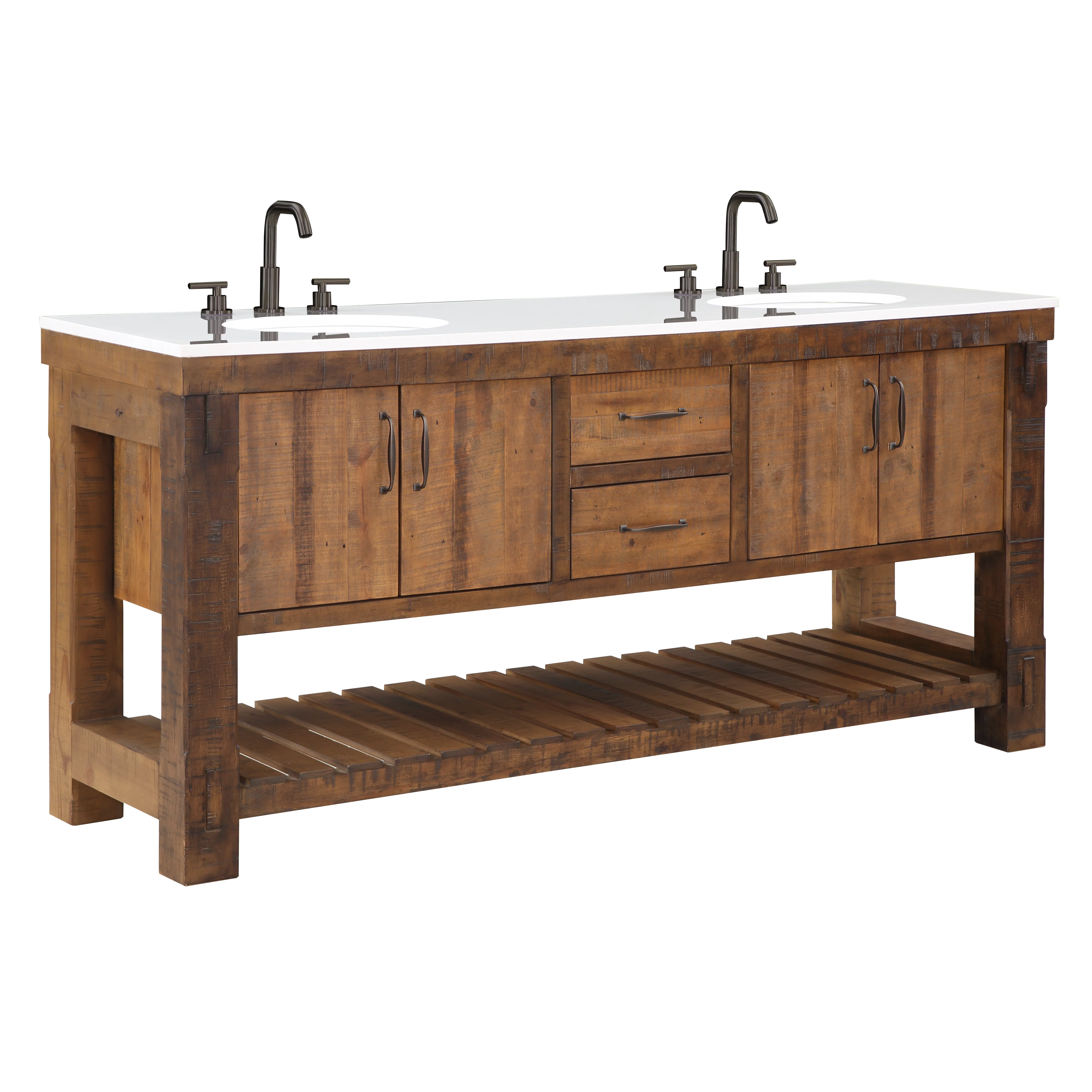 Telluride 72" Wide Double Bathroom Vanity | White Quartz Countertop - Image 5
