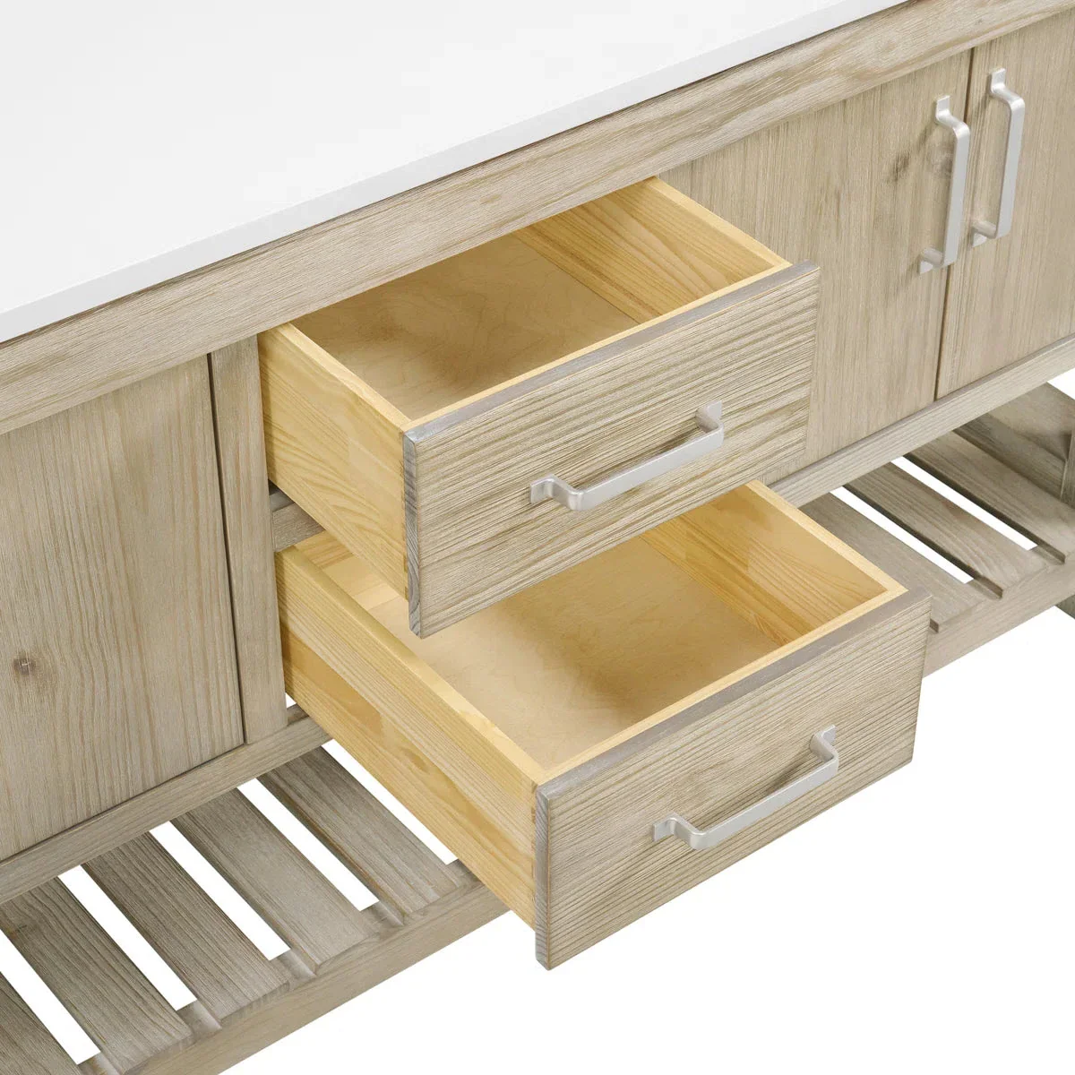 Telluride 72" Double Bathroom Vanity in Washed Pine | White Quartz Countertop - Image 9