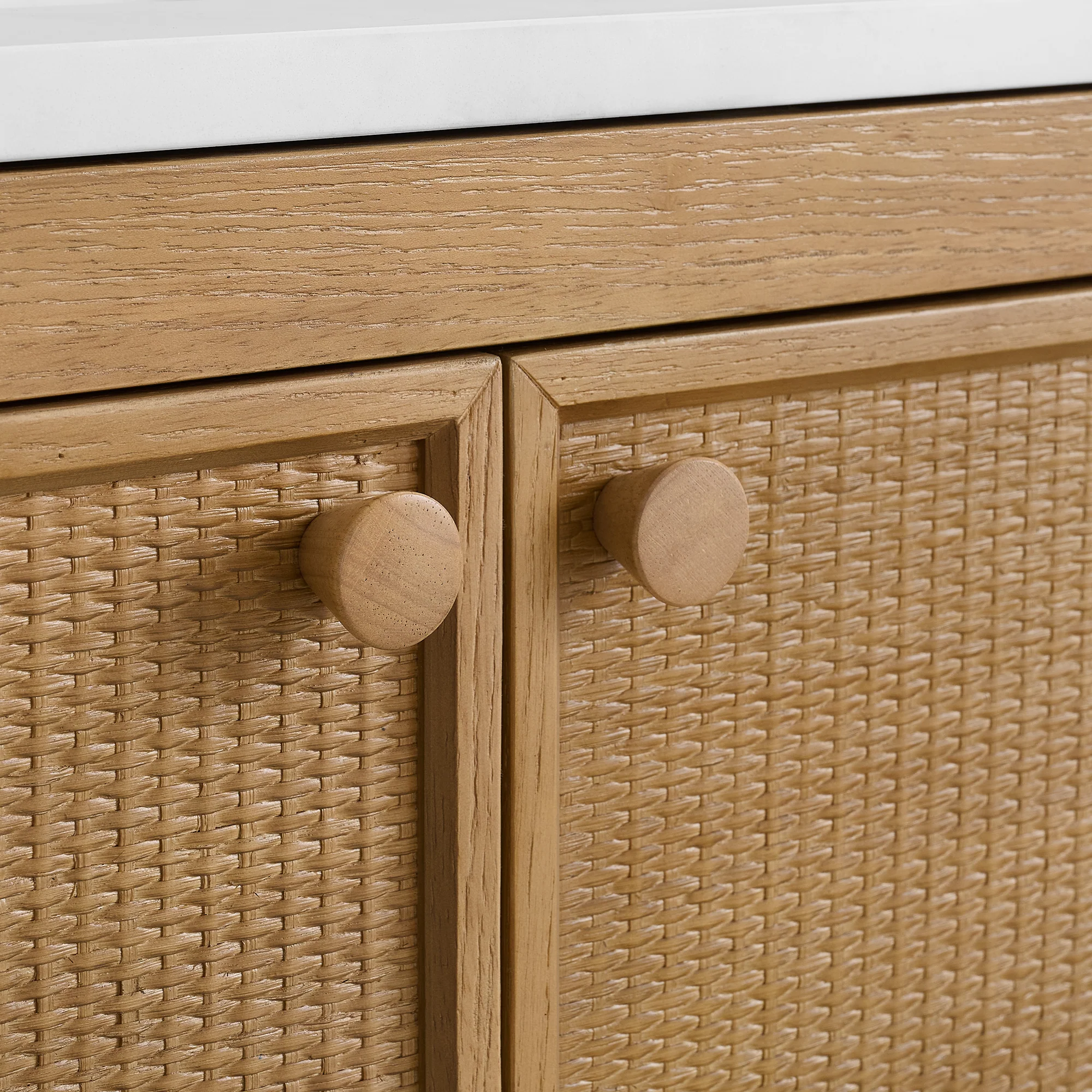 Whitney 36"W x 22"D Rattan RTA Single Bathroom Vanity | Calacatta Gold Quartz Countertop - Image 6